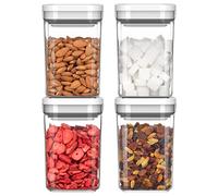 MR.SIGA Paquete de 4 recipientes herméticos para almacenamiento de alimentos, sin BPA, recipientes para organización de despensa de cocina con tapas a prueba de fugas con una mano