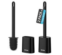 MR.SIGA Premium Escobillero Flexible con Mango de Cepillo, Escobillero de Pared, 2 Piezas, Negro