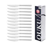 Mr.Spoon Juego de 12 Piezas Cuchillo de sierra,Cuchillo de carne Acero Inoxidable,230×6mm,13/0,Plateado,mango monobloque,Caja Envase Ecológico,Para Casa, Hotel, Restaurante