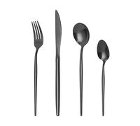 Mr.Spoon Juego de 24 Piezas Cubiertos Acero Inoxidable,18/0, Negro brillo Colores Cuberteria Servir para 6 Personas Cuberterías Incluye Cuchillo/Tenedor/Cuchara.Para Casa, Hotel, Restaurante