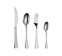 Mr.Spoon Serie Liso Juego de 24 piezas cubiertos para 6 personas,acero inoxidable, con cuchillo,tenedor, cuchara,18/0, apto para lavavajillas,Para Casa, Hotel,Restaurante (CON CUCHILLO CARNE)