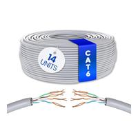 Mr. Tronic 14 Unidades Granel Cable Ethernet Cat 6 50m, Bulk Cable de Red LAN para Internet Rápida y Fiable - AWG24 Cat6, 1 Gbps 250 MHz UTP CCA (14 Unidades x 50 Metros, Gris)