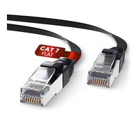 Mr. Tronic Flat Cable Ethernet Cat 7 De 15m, Cable de Red Plano LAN con Conectores RJ45 para Internet Rápida & Fiable - Cat7 con Conexión | 10 Gbps Internet SFTP (15 Metros, Negro)