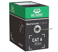 Mr. Tronic Granel Cable Ethernet Cat 6 De 305m, Bulk Cable de Red LAN Para Internet Rápida & Fiable - AWG24 Cat6 a Granel, 1 Gbps Internet 250 MHz UTP CCA (305 Metros, Gris)
