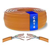 Mr. Tronic Granel Cable Ethernet Cat 6 De 50m, Bulk Cable de Red LAN Para Internet Rápida & Fiable - AWG24 Cat6 a Granel, 1 Gbps Internet 250 MHz UTP CCA (50 Metros, Naranja)