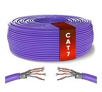 Mr. Tronic Granel Cable Ethernet Cat 7 De 25m, Bulk Cobre Puro Cable de Red LAN Para Internet Rápida & Fiable - 100% Cobre Cat7 a Granel, 10 Gbps Internet 600 MHz SFTP (25 Metros, Morado)