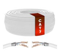 Mr. Tronic Granel Cable Ethernet Cat 7 De 50m, Bulk Cobre Puro Cable de Red LAN Para Internet Rápida & Fiable - 100% Cobre Cat7 a Granel, 10 Gbps Internet 600 MHz SFTP (50 Metros, Blanco)