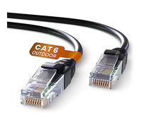 Mr. Tronic Impermeables Exteriores Cable Ethernet Cat 6 De 10m, Cable de Red LAN con Conectores RJ45 para una Internet Rápida - Cat6 con Conexión AWG24, Internet UTP CCA (10 Metros, Negro)