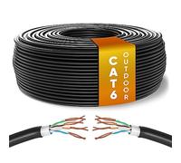 Mr. Tronic Impermeables Exteriores Cable Ethernet Cat 6 De 50m, Bulk Cable de Red LAN Para Internet Rápida & Fiable - AWG24 Cat6 a Granel, 1 Gbps Internet UTP CCA (50 Metros, Negro)