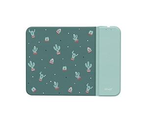 Mr Wonderful Alfombrilla de Carga Inalámbrica para Smarthphones con Tecnología Qi, Alfombrilla Ratón Gaming Rígida con Diseño de Cactus Verde