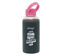 Mr. Wonderful - Botella - Estado civil: molando mil - Botella de Cristal libre de BPA con Faja de Silicona - Capacidad 470 ml