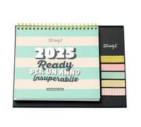 Mr. Wonderful - Calendario de mesa 2025 - Listo para un año insuperable - Incluye 6 hojas de pegatinas y 1 bloc de notas adhesivo