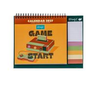 MR. WONDERFUL - Calendario de mesa 2027 - Game Start - Organizador mensual de escritorio con una frase al mes, pegatinas, notas adhesivas y marcadores adhesivos - Papel FSC 18 x 24 cm