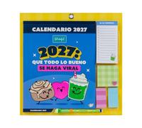 MR. WONDERFUL - Calendario De Pared Magnético 2027 - Que Todo Se Haga Viral - Organizador Mensual Para Nevera O Pared Con Retos, Pegatinas, Notas Adhesivas Y Boli Borrable - Papel FSC 34x34 cm