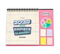 Mr. Wonderful - Calendario de Sobremesa con Ruleta 2025-2025: ¡Que empiece la acción! - Incluye 2 Blocs de Notas Adhesivas y 4 Hojas de Pegatinas