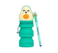 Mr. Wonderful - Estuche De Silicona Extensible + Bolígrafo Borrable Bo-Bo - Avocado - Estuche con Cremallera Que Crece De 12,5 A 20 cm E Incluye Boli Borrable De Aguacate