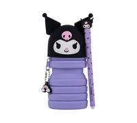 Mr. Wonderful - Estuche De Silicona Extensible + Bolígrafo Borrable Bo-Bo Hello Kitty - Kuromi - Estuche Con Cremallera Que Se Despliega De 12,5 A 20 cm - Incluye Boli Borrable Bo-Bo Con Tinta Lila