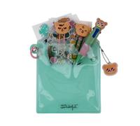 MR. WONDERFUL - Kit Para Decorar Tu Agenda - Bear - Set De Escritura Con Mini Boli Multicolor De 4 Tintas, 2 Clips Con Personajes, 3 Hojas De Stickers, Charm Y Anilla Para Colgar