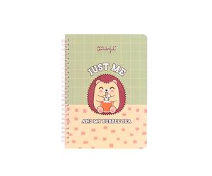 Mr. Wonderful Libreta A5 Erizo Just Me and My Bubble Tea - Cuaderno Cuadriculado con Pegatinas