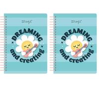 Mr. Wonderful - Libreta A5 Margarita 3D - Dreaming and creating - Libreta de Notas con Portada 3D - 80 hojas (Paquete de 2)