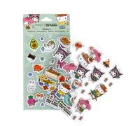 MR. WONDERFUL - Pegatinas Hello Kitty - Hello Kitty & Friends - Blíster Con 3 Hojas De Pegatinas: 2 Hojas De Pegatinas Normales + 1 Hoja De Pegatinas Con Volumen (Puffy) Y Purpurina
