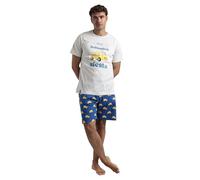 Mr. Wonderful Pijama Hombre Verano Algodón - Pijama Manga Corta Siesta para Hombre - Pantalón Corto con Cinturilla Ajustable Estampado - Tejido Suave a