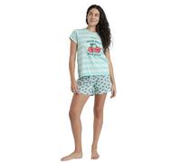 Mr. Wonderful Pijama Mujer Verano 100% Algodón - Pijama Manga Corta New Day Plan B para Mujer - Pantalón Corto con Cinturilla Ajustable Estampado - Tej