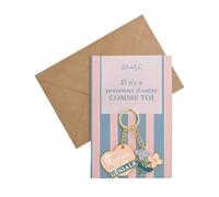 Mr.Wonderful - Postal con llavero, no hay nadie como él en el mundo. Maman tu eres genial - Juego de postal + llavero de metal - Regalo para el Día de la Madre, multicolor, talla única