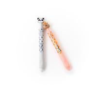 Mr. Wonderful - Set de 2 Bolis Borrables Bo-Bo Click! Mapache y Capibara - Borrado en Punta y Agarre Ergonómico - Tinta Azul y Negra