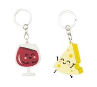 Mr. Wonderful - Set de 2 llaveros - Vino y queso - Llaverso personalizados - Llavaeros para regalar - Regalos personalizados