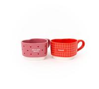 Mr. Wonderful - Set de 2 Tazas Apilables “Give Me More Amore” - Tazas de Cerámica 310 ml - Aptas para Lavavajillas - Regalo Romántico para Parejas