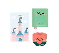 Mr. Wonderful Set de 3 Blocs de Notas Día del Libro - Castillo, Libro y Rosa - 64 Hojas por Bloc