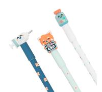 Mr Wonderful - Set de 3 bolis borrables Bo-Bo - Panda Rojo con Radiografía - Boligrafos con Tinta Azul