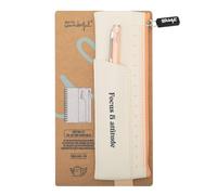 Mr. Wonderful - Set de escritura beige - Focus & attitude - Estuche de lápices - Incluye una regla - Con cierre de cremallera