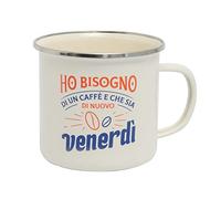 Mr.Wonderful Taza de metal - Necesito un café... y que sea viernes de nuevo