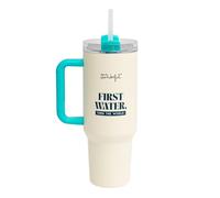 Mr. Wonderful - Taza take away térmica termo 1,2 litros - First water, then the world - Taza de Acero Inoxidable Doble Pared - Mantiene Calor y Frío - 1,2 litros