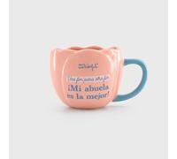 Mr.Wonderful - Taza - Una flor para otra flor, ¡Mi abuela es la mejor! - Taza realizada en cerámica con forma de rosa con mensaje para abuelas - Regalo Día de la Madre