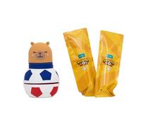 Mr. Wonderful Wonder Gol Estuche Extensible Francia con 2 Figuras, Estuche Escolar de Silicona Tipo Balón con Capibara, Portalápices Original (1 Francia + 1 Sorpresa)