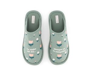Mr.Wonderful - Zapatillas para Casa T 36-38 - Lo mejor del día... ¡siempre en tu compañía! - Regalo Día de la Madre - Zapatillas de andar por casa para mujer, con mensaje