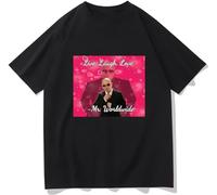 Mr. Worldwide Says to Live Laugh Love Pinrt Men Fashion Cotton Tees Man Oversized Streetwear Black Short Sleeve T-Shirt XL