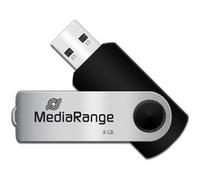 Unidad flash USB MediaRange MR908 8 GB USB 2.0 giratoria negro plata