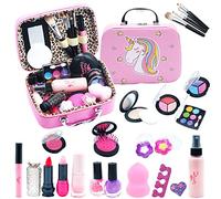 Mrabbitoo Maquillaje para Niñas - Unicornio Lavable Maletin Set Maquillaje para Niñas, Juguetes Kit Tocador para Niño, Regalo de Princesa Cumpleaños y Navidad 3 4 5 6 7 8 9 10 Años (Rosa)