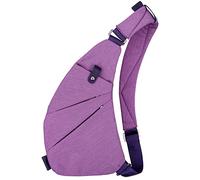 MRang Bolsa bandolera para el pecho, antirrobo, bolsa de viaje, mochila de día, para deportes al aire libre, viajes, senderismo, Correa en el hombro derecho, color morado, M, Bolsas cruzadas