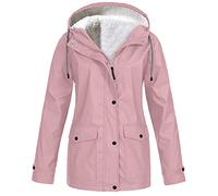 Mrat Chaqueta para mujer, chaqueta con forro polar, chaqueta impermeable, cortavientos, con capucha, abrigo cálido de invierno, abrigo cálido para exteriores, trajes resistentes al viento, camping,