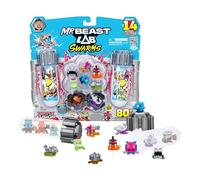 MrBeast Lab Swarms serie Fusión de Combate, megapack de laboratorio, 14 microbestias con una lanza de serpiente buscadísima, +80 para coleccionar, pegatinas y cápsulas de fusión apilables para exhibir