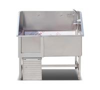 MRBVAOXVD Bañera de Acero Inoxidable Pararros, con Escaleras, Bañera para el Cuidado Derros, Lavabo para Ducha para Gatos Yrros, Estación de Lavado Pararros, Puerta Izquierda con Taburete Multifuncion