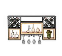 MRBVAOXVD Botelleros, Botellero Metálico de Pared: Expositor de Copas de Vino Invertido, Elegante Dorado/Almacenamiento, Ideal para Cocina, Comedor, Bar, Bodega Dfvv/Negro/B