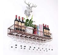 MRBVAOXVD Botelleros, Organizadores de Cocina, Soporte para Copas de Vino, Soporte de Pared de Metal | Estante de Pared, Botellero, Soporte para Botellas de Vino, Multiusos/Bronce/80 X 25 cm