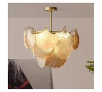 MRBVAOXVD Candelabras, Lámpara Moderna Hoja de Arce Vidrio Oro Llevó Decoración de Luces de Sala de Estar para Comedor Dormitorio Isla Luminaria/Cálido/3 Capas