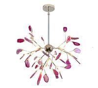 MRBVAOXVD Candelabras, Led Colgante Luz 20-Luces Lámpara Moderna en Oro Y Ágata Verde | Luminaria de Techo de Altura Ajustable para la Isla de Cocina Y la Sala de Estar | Lámpara Colgante Nórdica/Ágat